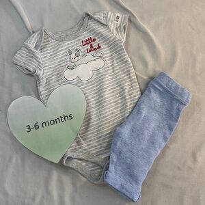 Ellen DeGeneres - Light Gray Striped Baby Onesie Shirt and matching pants